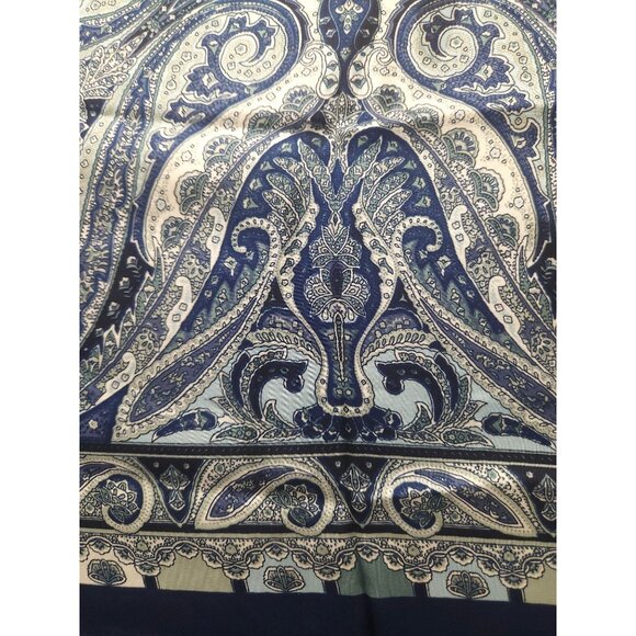 Luxury Paisley Blue/White Square Scarf 27 inch Western Wild Rag New With Tags - Picture 3 of 11